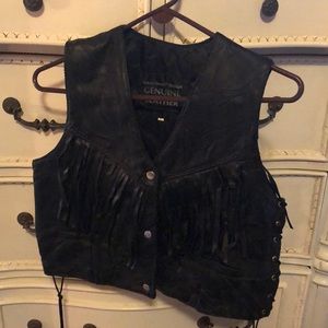 Leather fringe vest